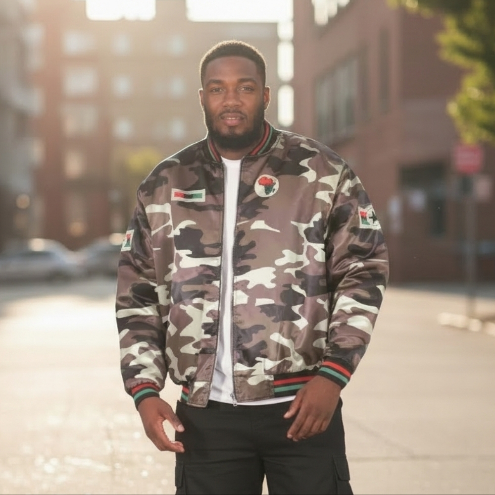 Men's African Print Green Camo Jacket 